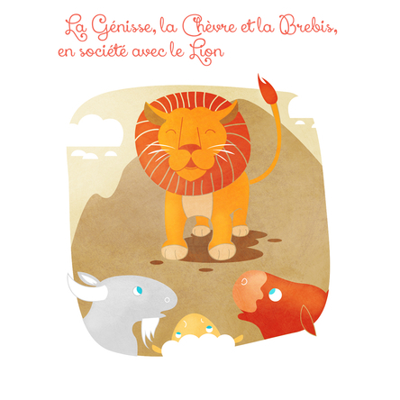 La Génisse, la Chèvre et la Brebis, en société avec le Lion